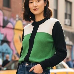 Vintage Y2K Mod Chenille Colorblock Sweater